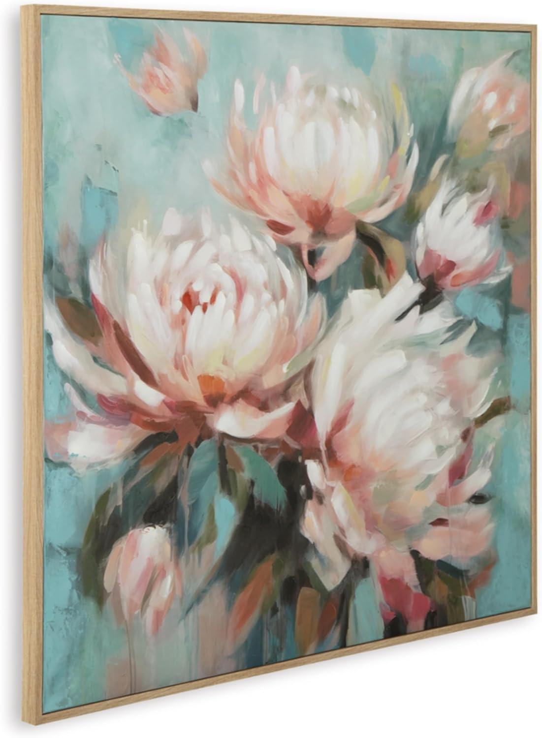 imageSignature Design by Ashley Parryville Classic Hand Painted Flower Wall Art 48 x 48 Inches Blue ampamp Pink