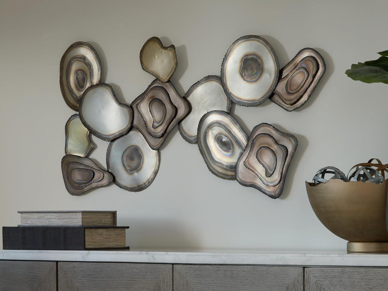 imageSignature Design by Ashley Worthman Contemporary Metal Abstract Wall Decor 40 x 20 Inches Dark Brown ampamp Light Gray