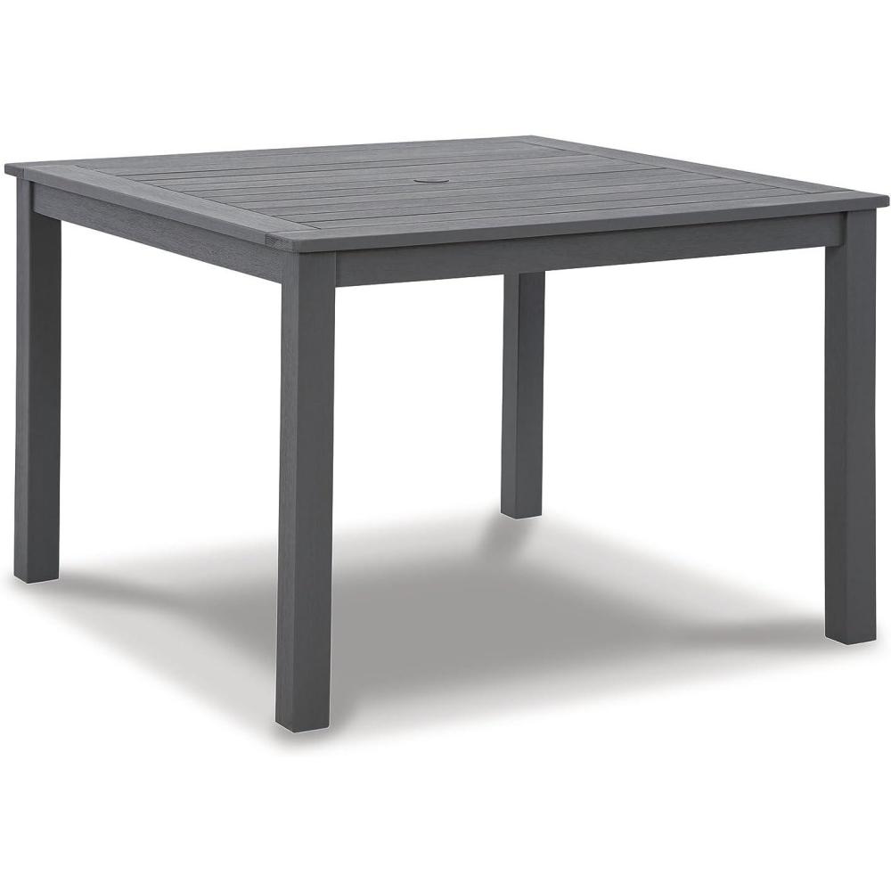 imageSignature Design by Ashley Aria Plains Casual Outdoor Square Dining Table with Umbrella Option BrownGrey