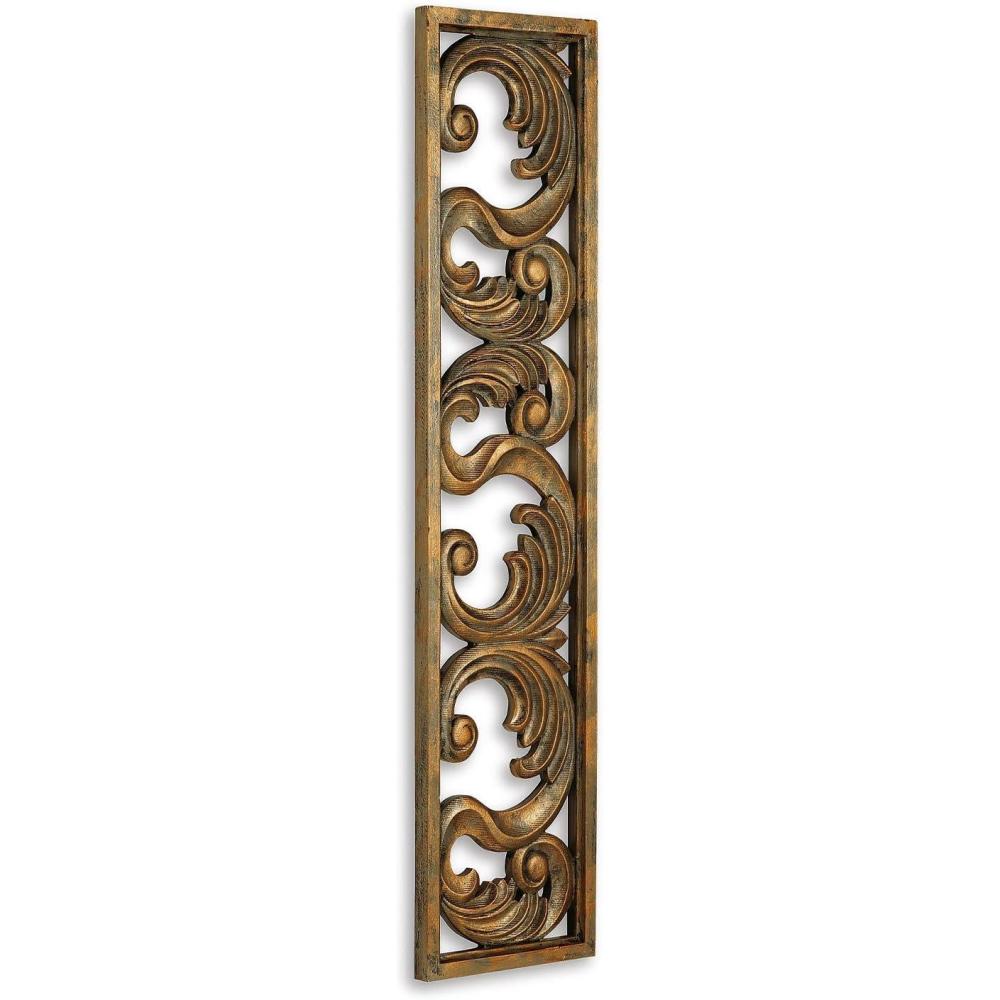 imageSignature Design by Ashley Candelario Traditional Scrollwork Wood 10 x 42 Inch Wall Decor Antique Brown