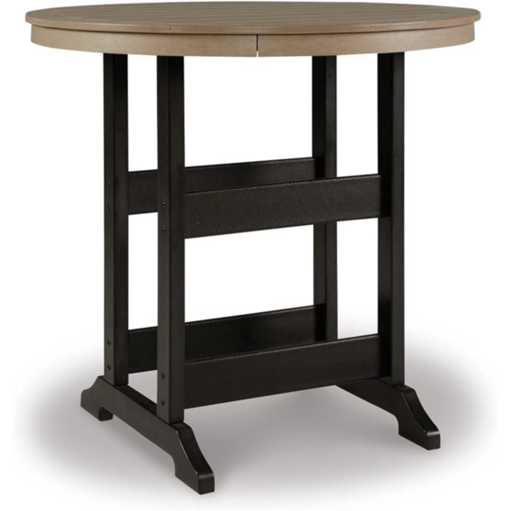 imageSignature Design by Ashley Fairen Trail Modern Round Bar Table with Umbrella Option  Black ampamp Brown