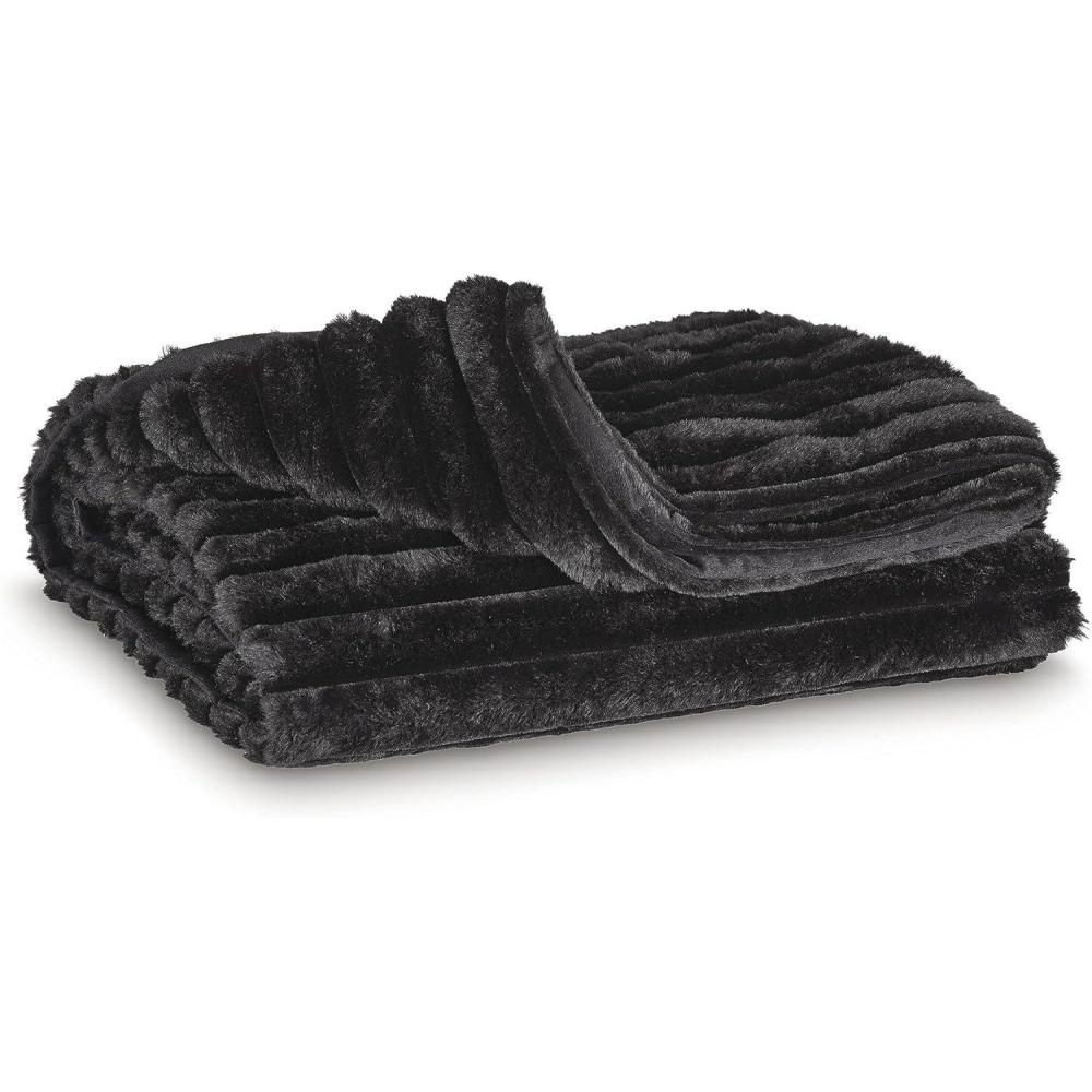 imageSignature Design by Ashley Gayelery Contemporary Machine Washable Knitted Throw BeigeBlack