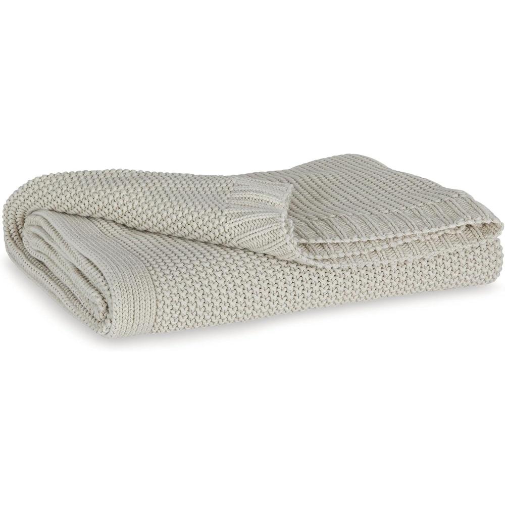 imageSignature Design by Ashley Gayelery Contemporary Machine Washable Knitted Throw BeigeSand