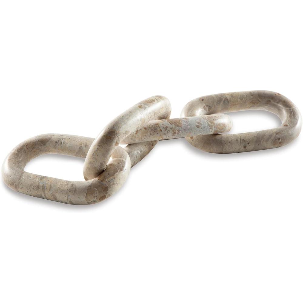 imageSignature Design by Ashley Kenport Contemporary Marble Chain Sculpture Light Beige