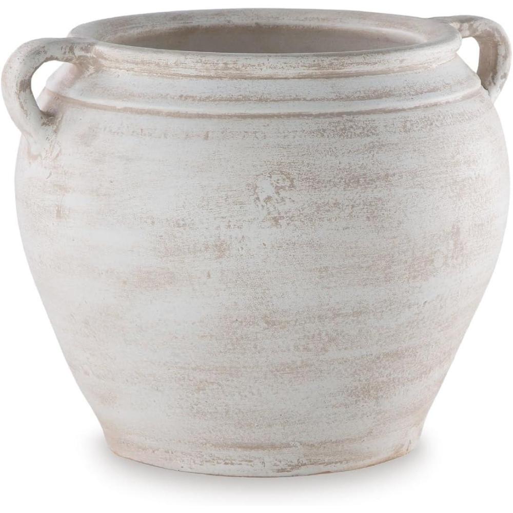 imageSignature Design by Ashley Meadie Casual Indoor Distressed Terra Cotta Vase with Wide Mouth WhiteWhite