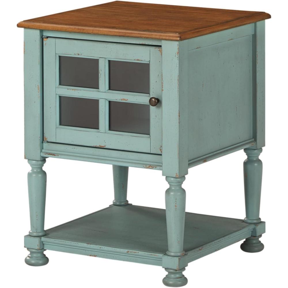 imageSignature Design by Ashley Mirimyn Farmhouse Accent Cabinet End Table Gray ampamp BrownTeal