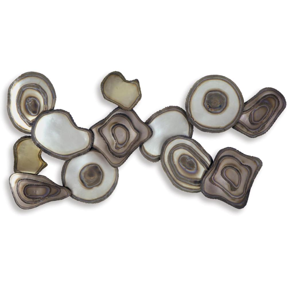 imageSignature Design by Ashley Worthman Contemporary Metal Abstract Wall Decor 40 x 20 Inches Dark Brown ampamp Light Gray