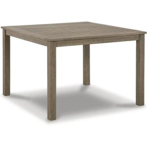 Signature Design by Ashley Aria Plains Casual Outdoor Square Dining Table with Umbrella Option, Brown(Brown)