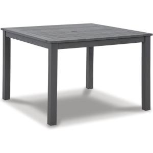 Signature Design by Ashley Aria Plains Casual Outdoor Square Dining Table with Umbrella Option, Brown(Grey)