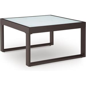 Signature Design by Ashley Beachloft Casual Glass Tabletop Outdoor Coffee Table with Sled Base, Gray & Black