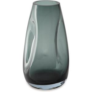 Signature Design by Ashley Beamund Contemporary Indoor/Outdoor Glass Vase with Wide Mouth, Blue(Blue)