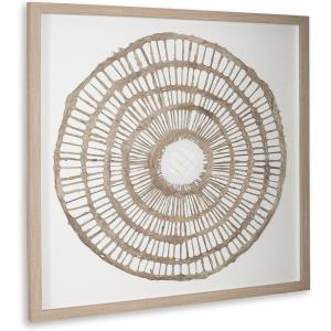 Signature Design by Ashley Brockham Bohemian Framed Geometric Wall Sculpture, Tan & White