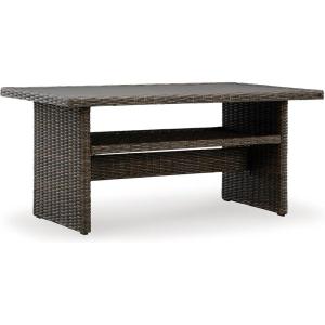 Signature Design by Ashley Brook Ranch Casual Outdoor Multi-use Table with 1 Fixed Shelf, Dark Brown & Gray