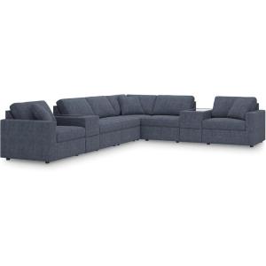 Signature Design by Ashley Contemporary Modmax Stain Resistant L-Shape Right-Arm Facing 6-Piece Sectional with Reversible Cushion and Armrest, Dark Blue(Navy)