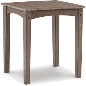Signature Design by Ashley Emmeline Outdoor HDPE Patio End Table, Brown(Brown)