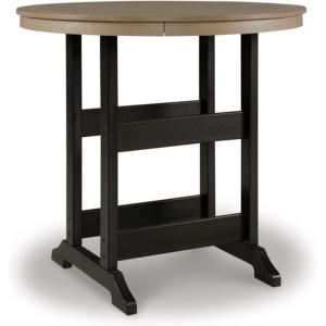 Signature Design by Ashley Fairen Trail Modern Round Bar Table with Umbrella Option , Black & Brown