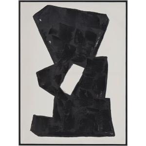 Signature Design by Ashley Garviery Modern Rectangular Abstract Framed Gallery Wrapped Canvas Wall Art 30 x 40 Inches, Black & Beige