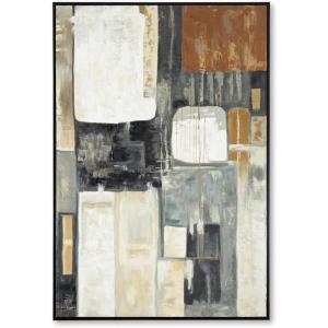 Signature Design by Ashley Howford Contemporary Rectangular Abstract Framed Hand-painted Wall Art 48 x 72 Inches, Black & Gray