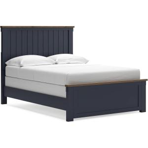 Signature Design by Ashley Landocken Farmhouse Two-Tone Full Panel Bed, Foundation or Box Spring Needed, Blue & Dark Brown(Full)