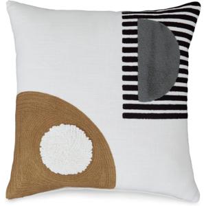 Signature Design by Ashley Longsum Contemporary Square Cotton Pillow with Embroidered Design, 20″ x 20″, White & Black