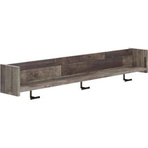 Signature Design by Ashley Neilsville Wall Mounted Coat Rack with Shelf, Whitewash(Grayish Brown)