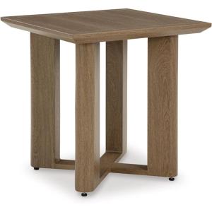 Signature Design by Ashley Serene Bay Casual Outdoor End Table with 4 Legs, Dark Brown