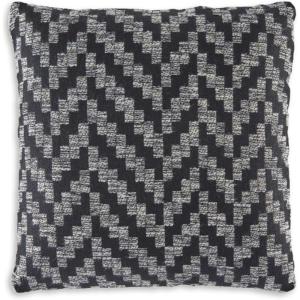 Signature Design by Ashley Tenslock Next-Gen Nuvella Casual Indoor/Outdoor UV Resistant Chevron 18 x 18 Inches Pillow with Removable Cover and Zipper Closure, Black & White