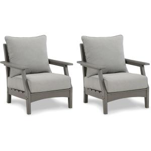 Signature Design by Ashley Visola Outdoor HDPE Patio Cocktail Table, Gray(Chair)