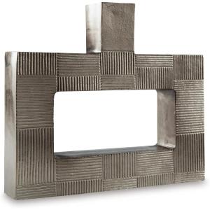 Signature Design by Ashley Wrengrove Contemporary Indoor Geometric Patterned Metal Vase, Gray(Large)