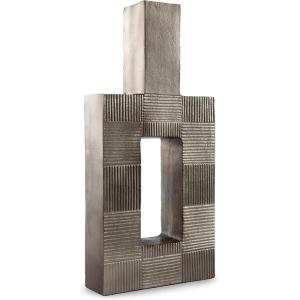 Signature Design by Ashley Wrengrove Contemporary Indoor Geometric Patterned Metal Vase, Gray(Medium)