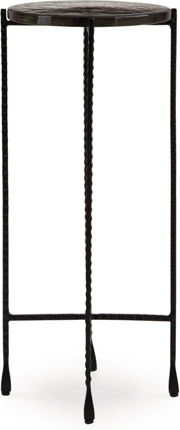 imageSignature Design by Ashley Newgoren Industrial Glass Tabletop Accent Table with Patterned Rod Legs Black ampamp Glass