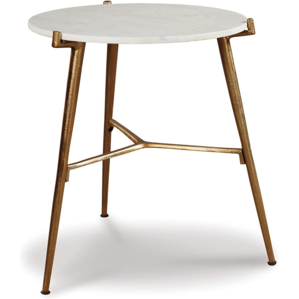 imageSignature Design by Ashley Chadton Modern Glam Marble Accent End Table 21quot Gold and White