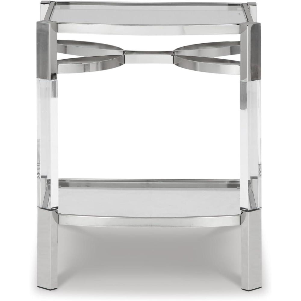 imageSignature Design by Ashley Chaseton Modern Glam Accent End Table Silver Finish