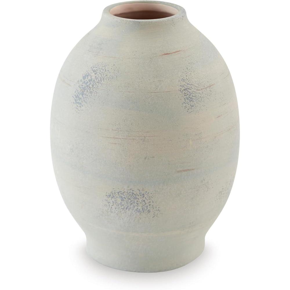 imageSignature Design by Ashley Clayson Vintage Indoor 12quot Distressed Ceramic Tabletop Vase Beige ampamp Light Green10