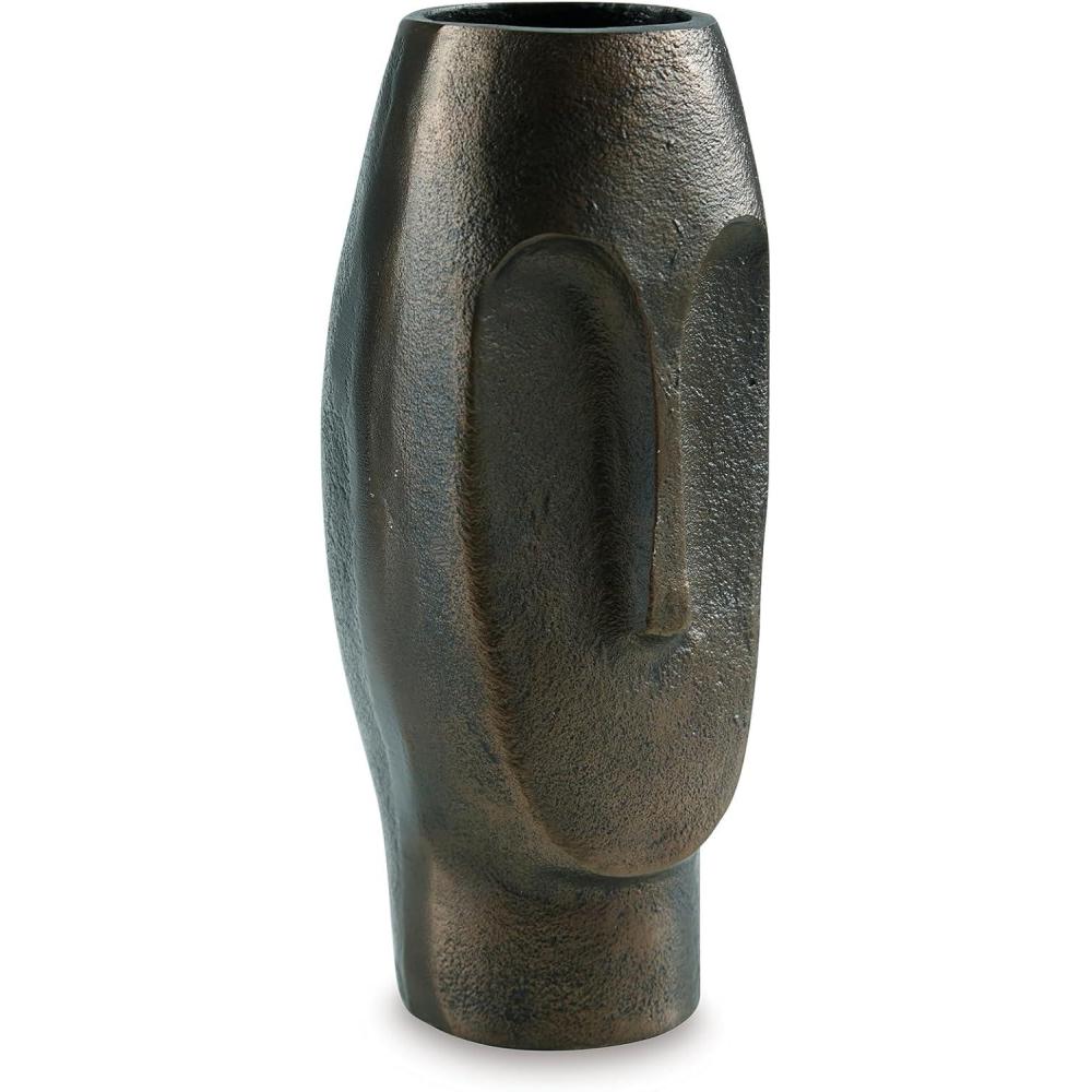 imageSignature Design by Ashley Elanman Contemporary Indoor 11quot Cast Aluminum Tabletop Vase with Wide Mouth Gray ampamp Dark Brown11