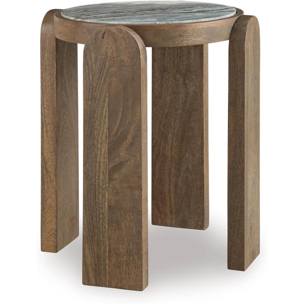 imageSignature Design by Ashley Gavrilley Contemporary Accent Table with Marble Top Light Brown ampamp Gray
