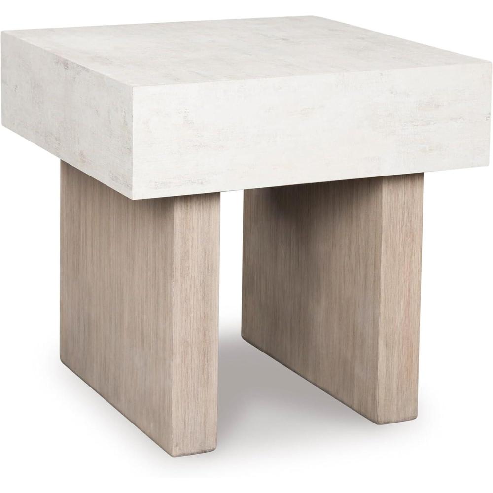 imageSignature Design by Ashley Jorlaina Modern End Table with Heat Resistant Scratch Resistant and Fade Resistant Surface Light Gray ampamp Light Brown