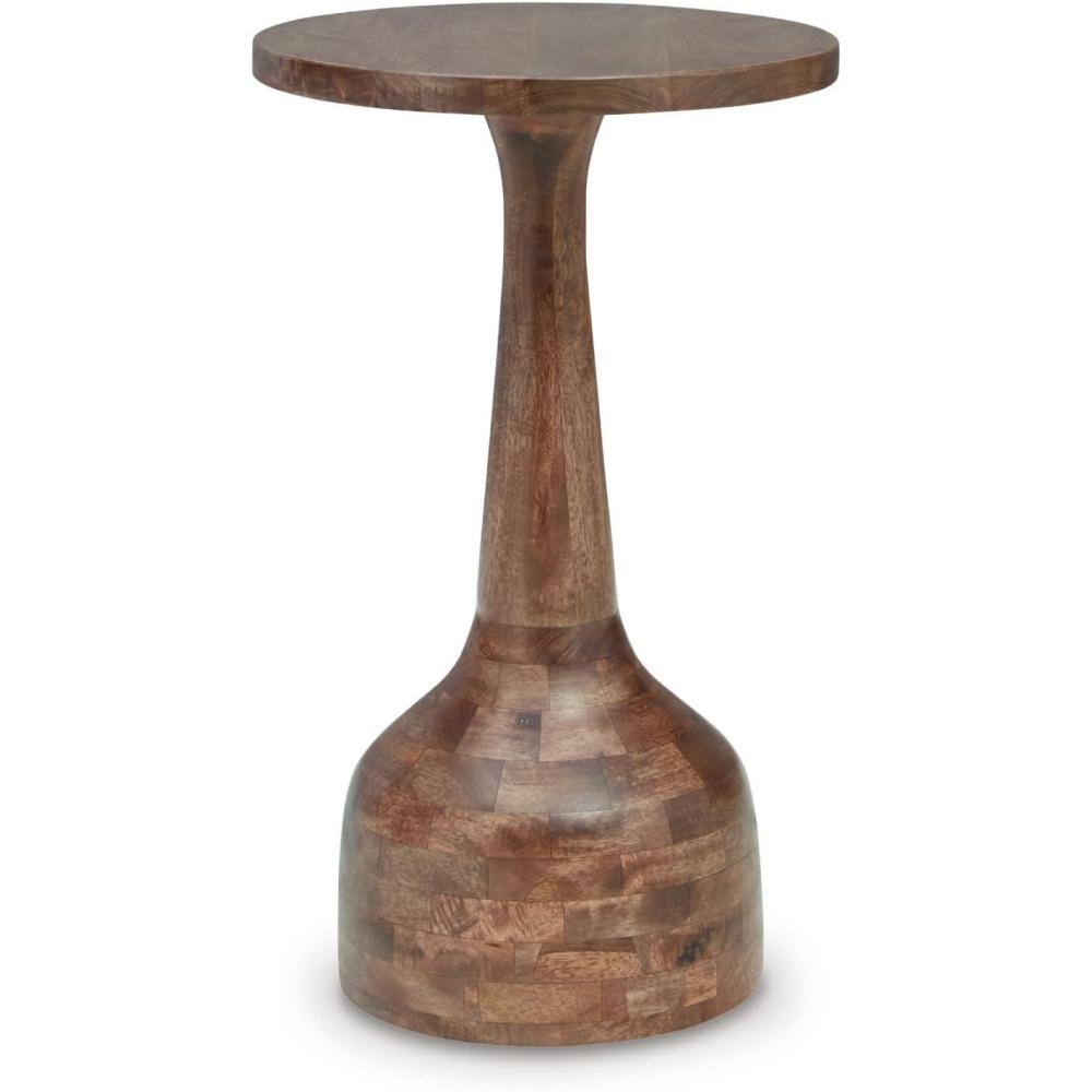 imageSignature Design by Ashley Kurtson Modern Metal Accent Table with Pedestal Base BlackMedium Brown