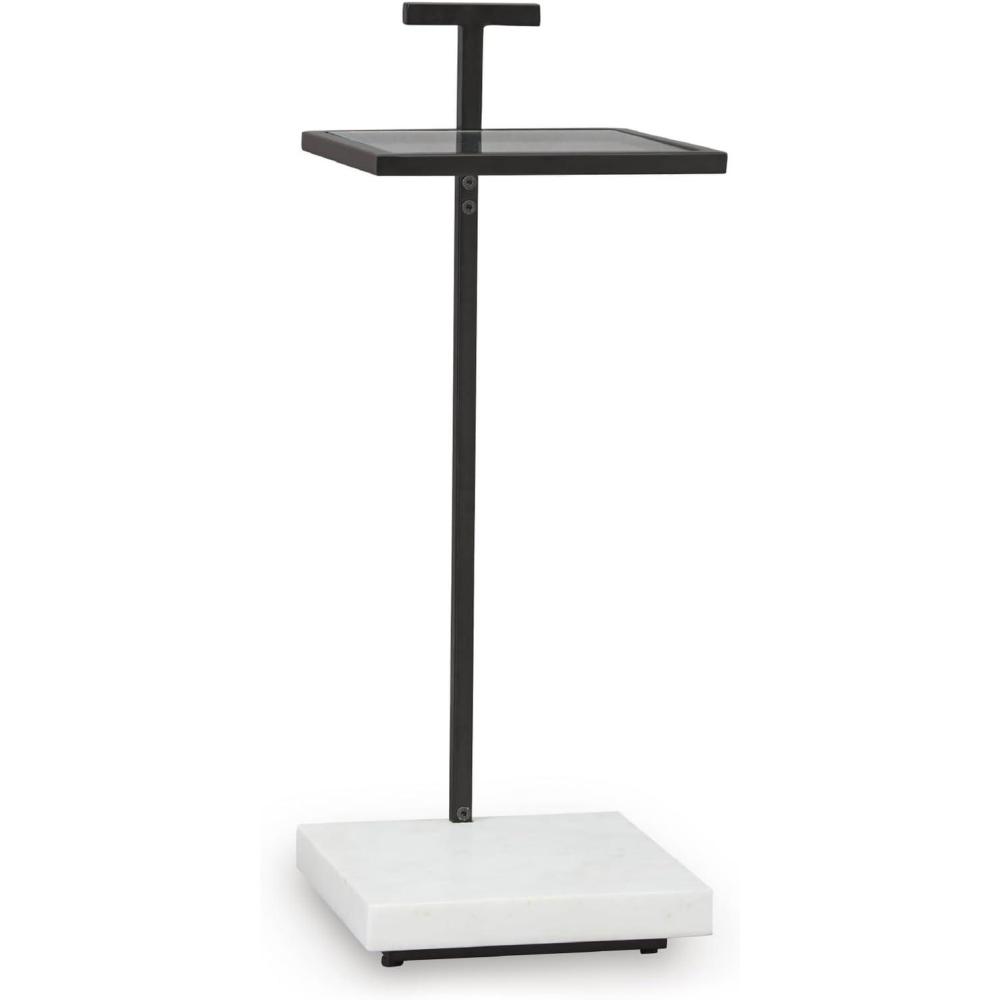 imageSignature Design by Ashley Mannill Modern Accent Table with Glass Top Black ampamp White