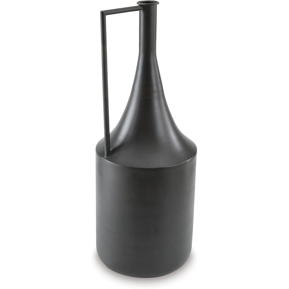 imageSignature Design by Ashley Zainforth Modern Indoor 17quot Distressed Metal Tabletop Vase with Handle Dark Brown20