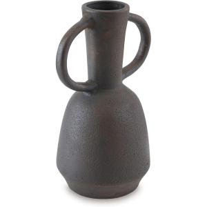 Signature Design by Ashley Aadeen Transitional Indoor 17″ Distressed Terra Cotta Tabletop Vase with Handle, Dark Brown(14″)