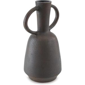 Signature Design by Ashley Aadeen Transitional Indoor 17″ Distressed Terra Cotta Tabletop Vase with Handle, Dark Brown(17″)
