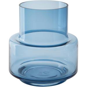 Signature Design by Ashley Bealen Modern Indoor/Outdoor Glass Tabletop Vase with Wide Mouth, Blue
