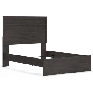 Signature Design by Ashley Belachime Casual Full Panel Bed with Metal Slats, Foundation or Box Spring Needed, Black(Charcoal)