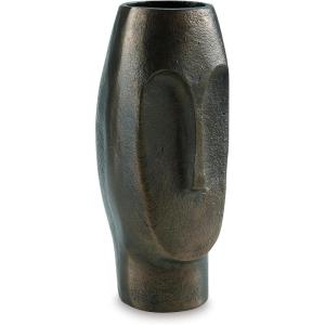 Signature Design by Ashley Elanman Contemporary Indoor 11″ Cast Aluminum Tabletop Vase with Wide Mouth, Gray & Dark Brown(11″)