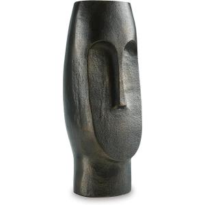 Signature Design by Ashley Elanman Contemporary Indoor 11″ Cast Aluminum Tabletop Vase with Wide Mouth, Gray & Dark Brown(13″)