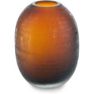 Signature Design by Ashley Embersen Contemporary 11″ Vase with Grid Texture Tabletop Vase, Yellow, Orange, & Brown(Dark Brown)
