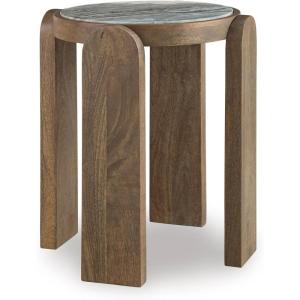 Signature Design by Ashley Gavrilley Contemporary Accent Table with Marble Top, Light Brown & Gray