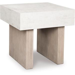 Signature Design by Ashley Jorlaina Modern End Table with Heat Resistant, Scratch Resistant and Fade Resistant Surface, Light Gray & Light Brown