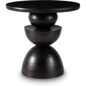 Signature Design by Ashley Kurtson Modern Metal Accent Table with Pedestal Base, Black(Bronze Finish)